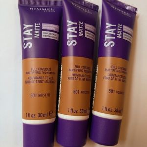 3 Rimmel Stay Matte Foundation #501 Noisette New